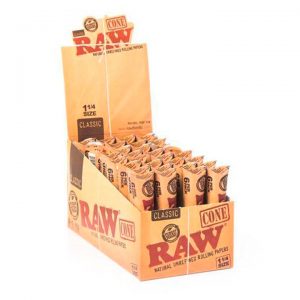 Raw Rolling Paper | Raw Classic Cones 1 1/4 (Box of 96 Cones)