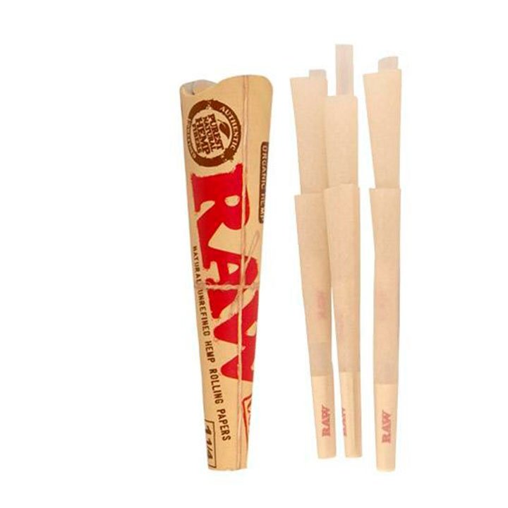 Raw Rolling Paper Raw Organic Hemp Cones 1 1/4 (Box of 192 Cones